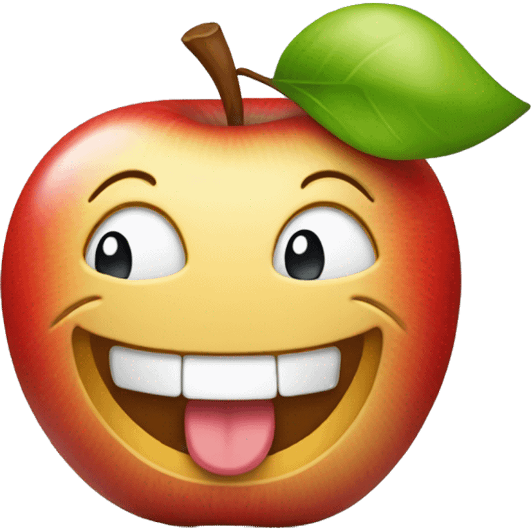 smiling emoji with apple in mouse emoji