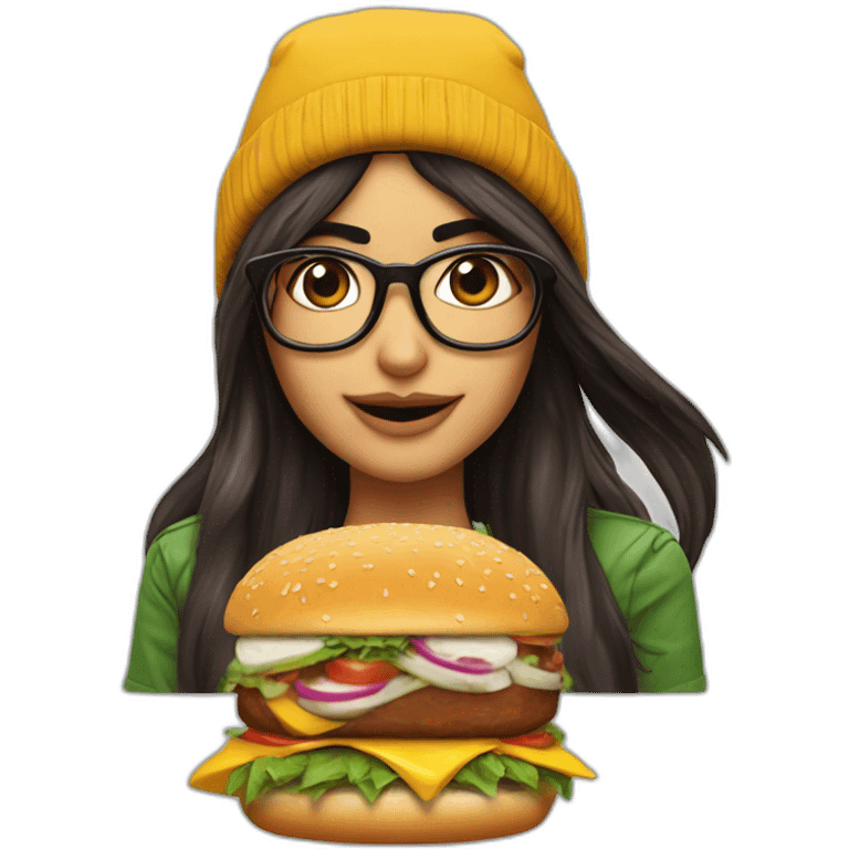 Mia khalifa qui mange un burger emoji