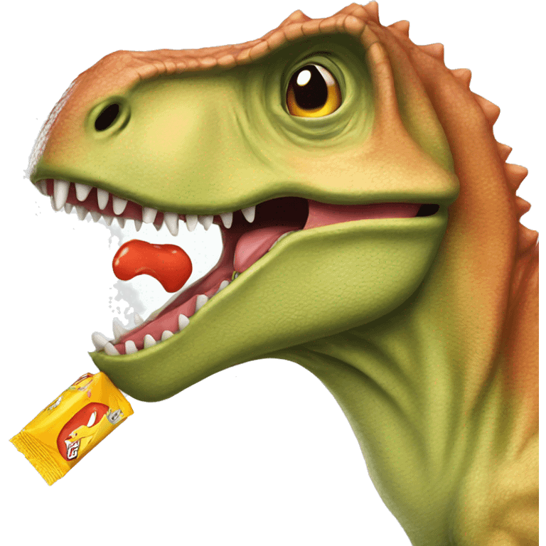 Dinosaur sipping on the juice box emoji