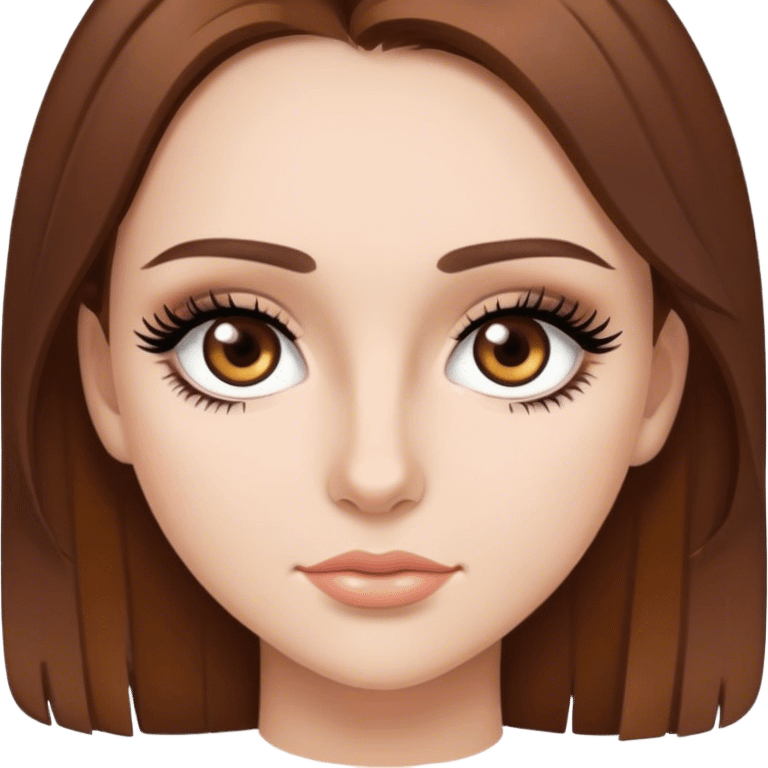 girl with brown hair, hazel eyes, eyeliner, eyelashes emoji