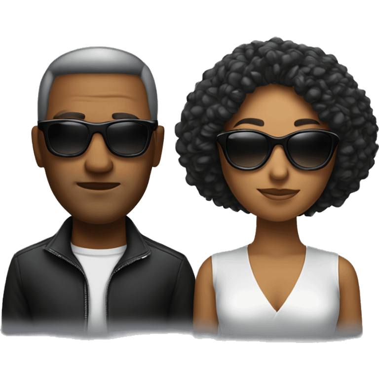 Woman and man looking cool with sunglasses facing forward emoji