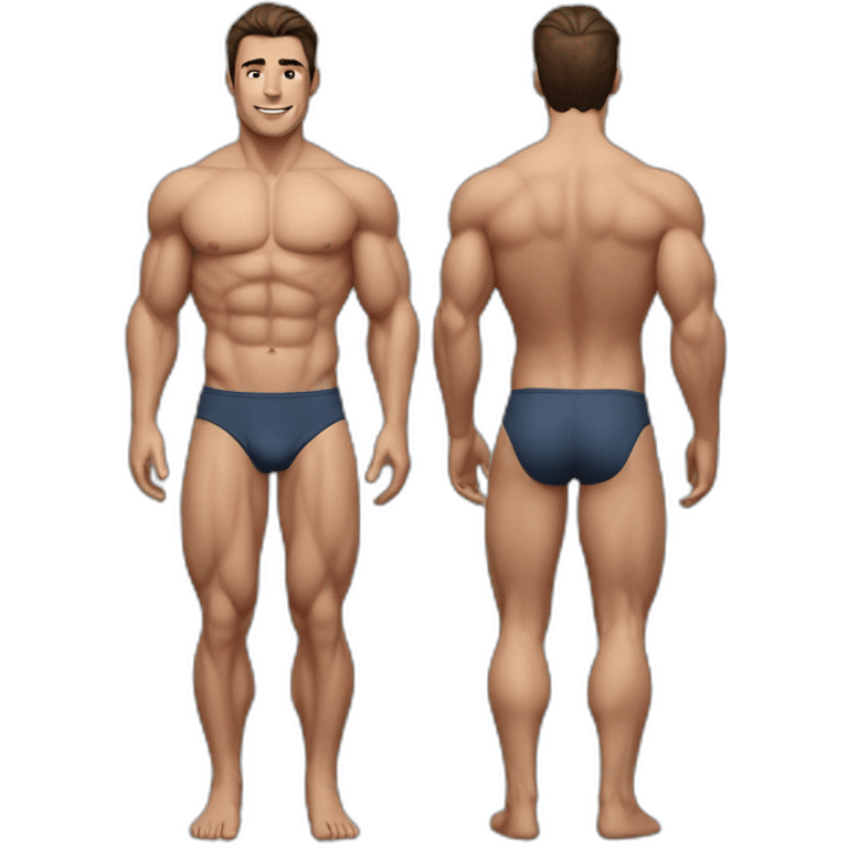 Brunette muscular male bulge bikini realistic emoji