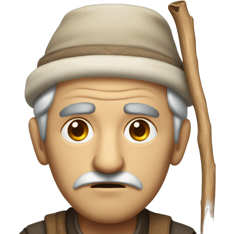 Sad old Turkish man with a stick emoji