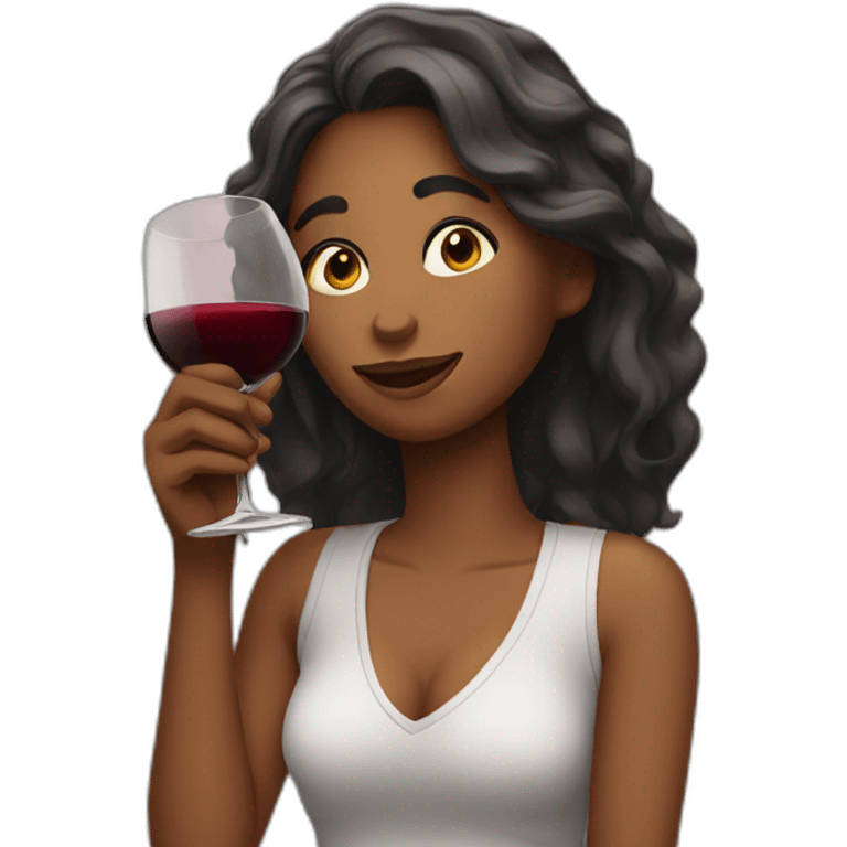 Relaxed girl after work drinking wine emoji