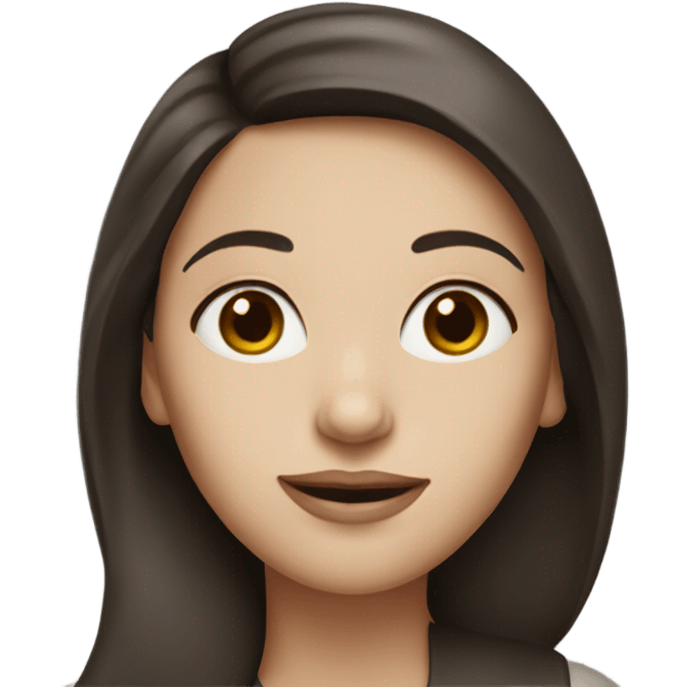 brunette woman with white face emoji