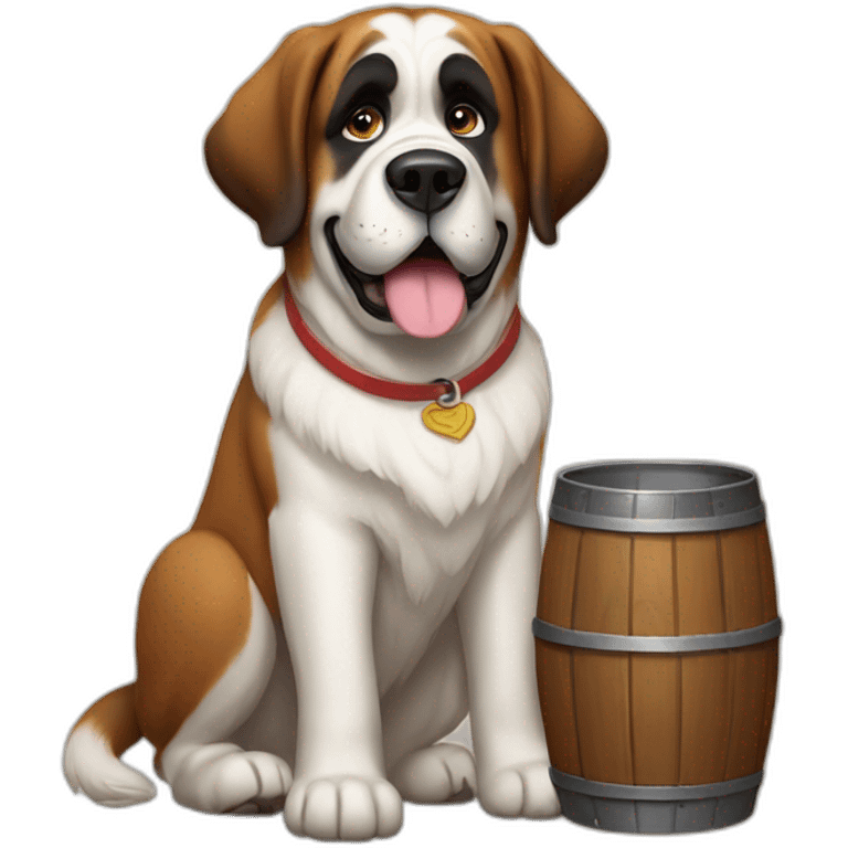 st bernard rescue dog with barrel around the neck emoji