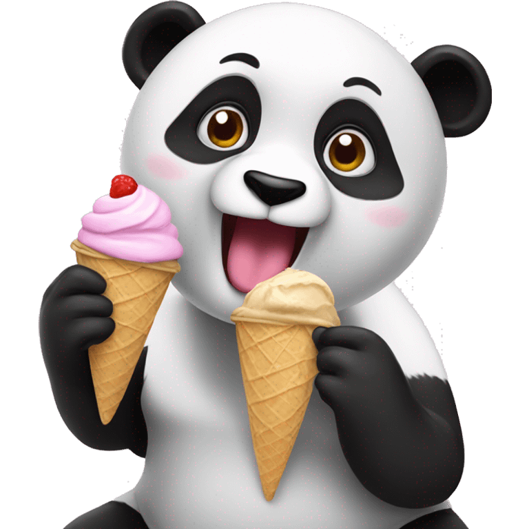 Panda eating ice cream emoji