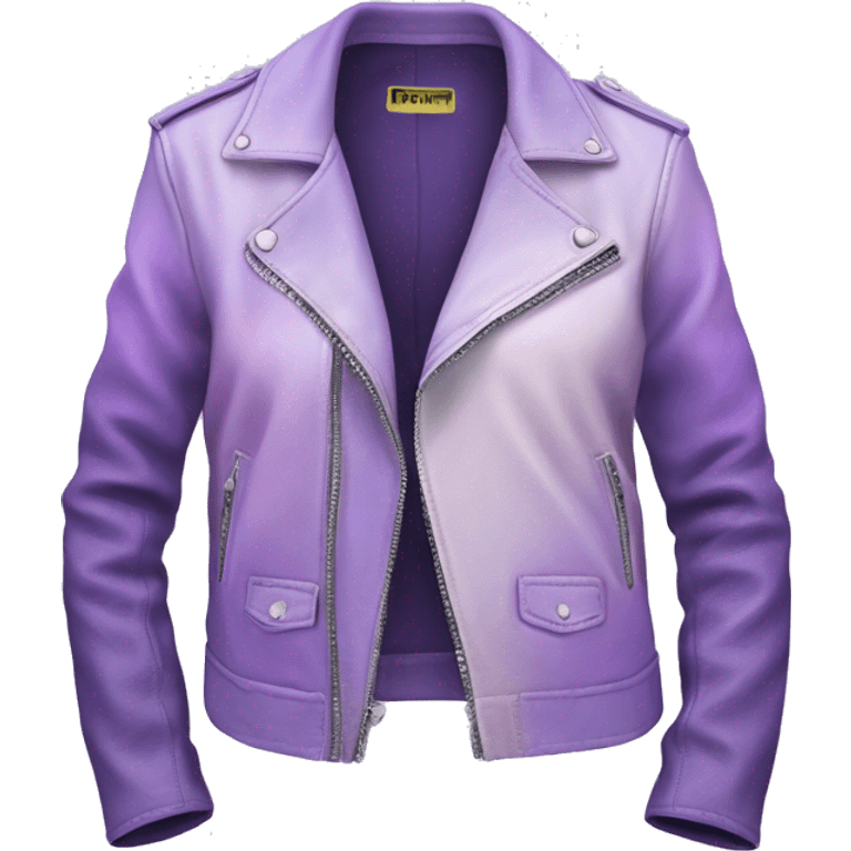 Realistic isolated side view of an open lavender to pastel purple ombre fashion leather jacket emoji