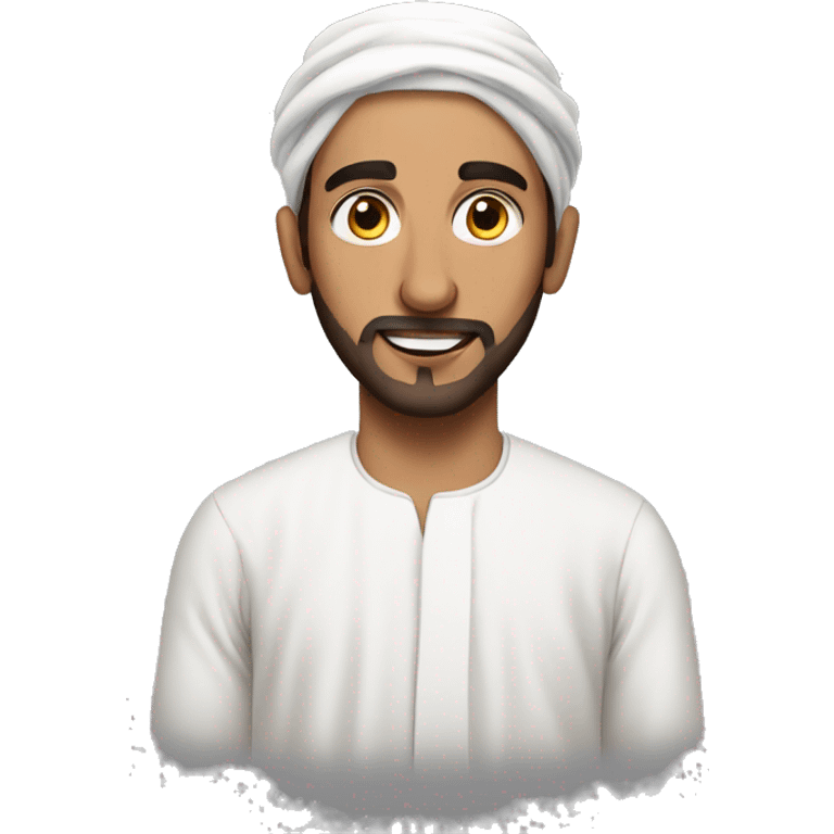 Arabic guy in a thobe eating lamb emoji