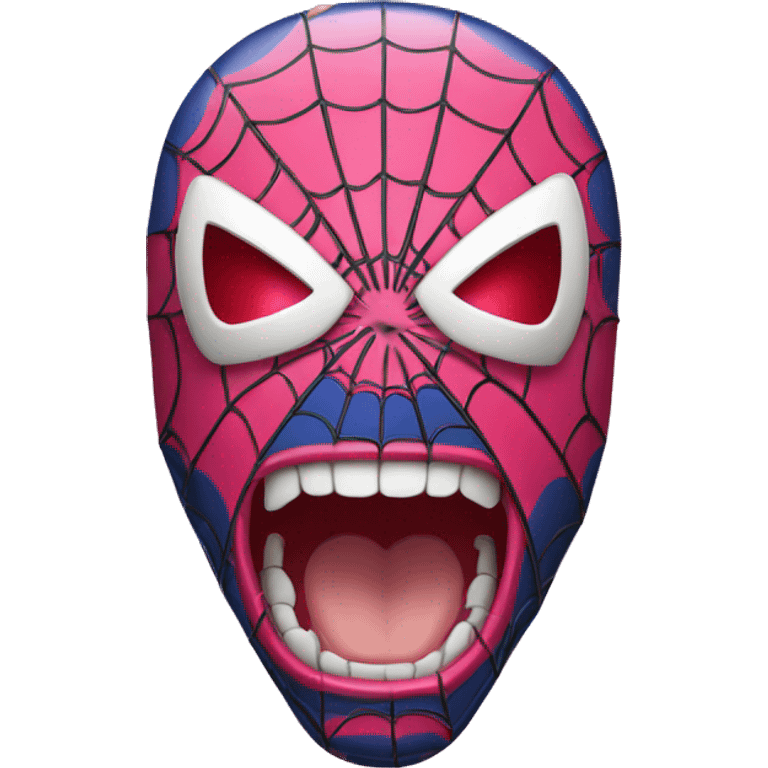 Spiderman emoji with two pink bones emoji