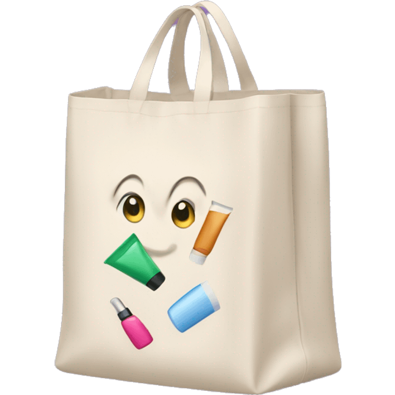 bag with cosmetics sticking out emoji