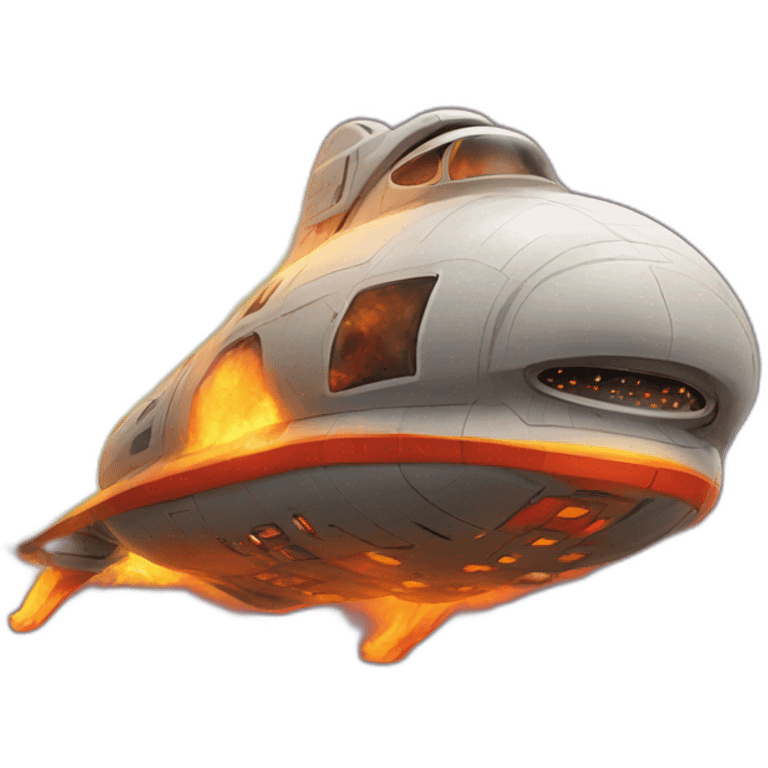 Spaceship in flames emoji