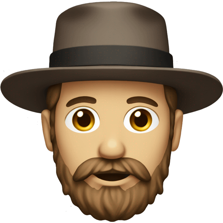 Amish man white with brown straw hat building a building with beard no mustache emoji