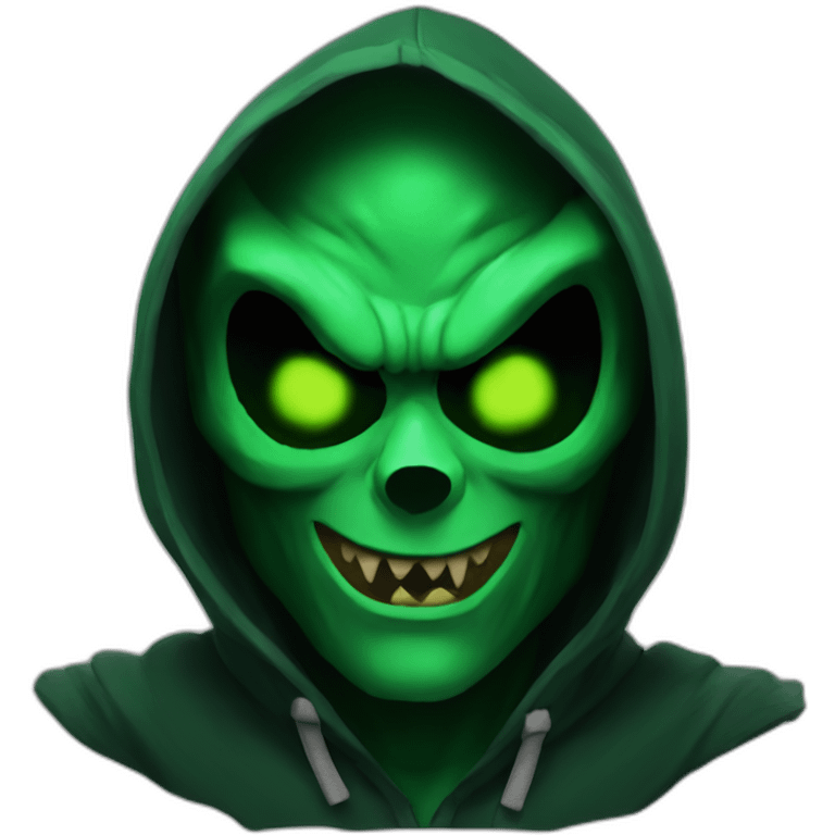 Dominus Green hoddie with demon eyes emoji