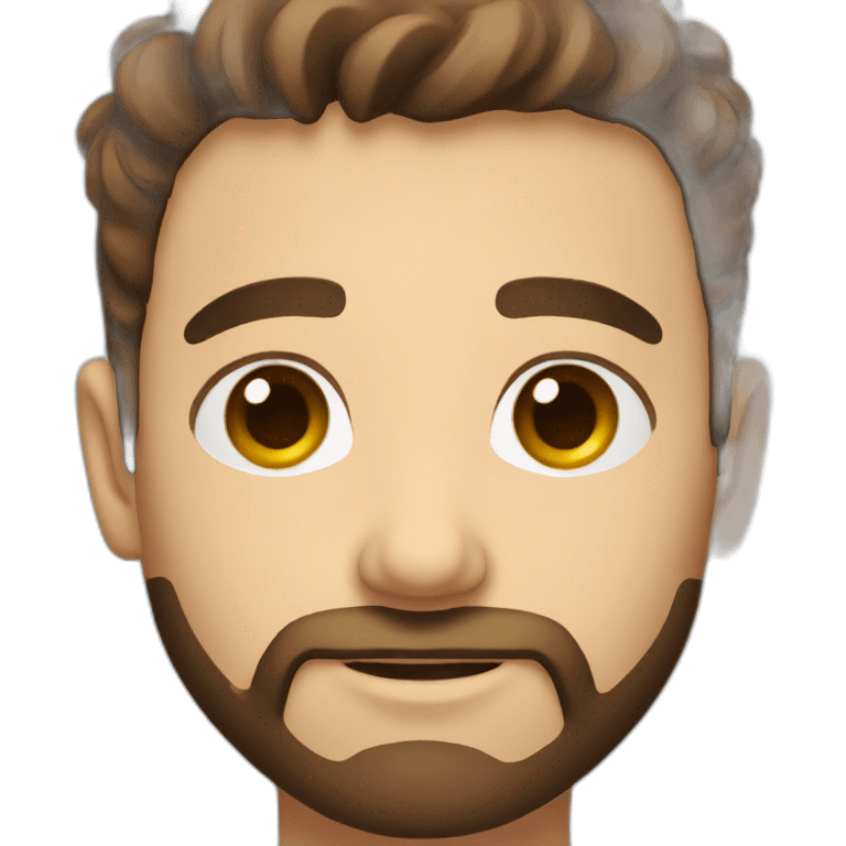 guy with brown eyes with brown hairs and beard emoji