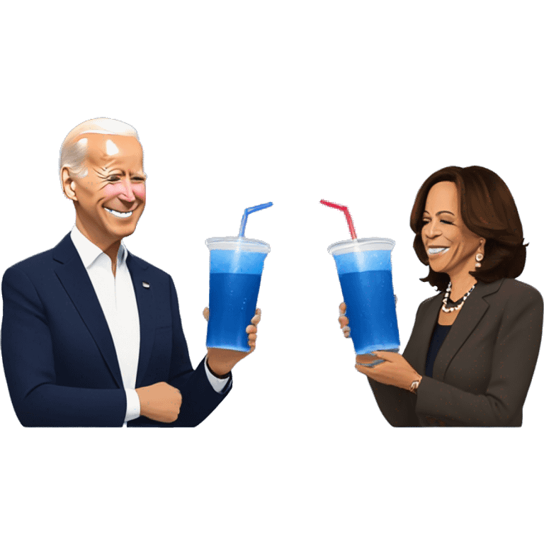 Joe Biden and Kamala Harris drinking blue juice  emoji