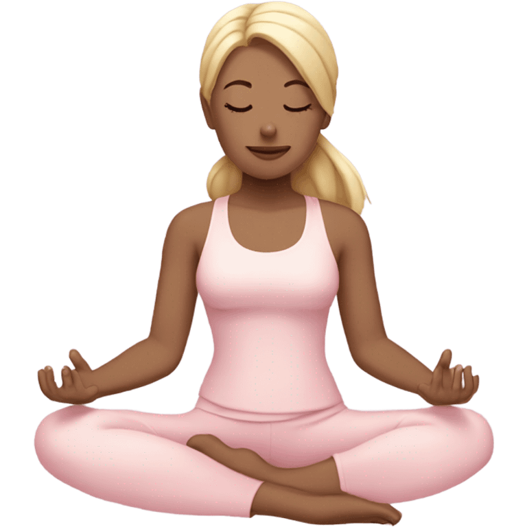 blonde yoga girl light pink clothes eyes closed emoji