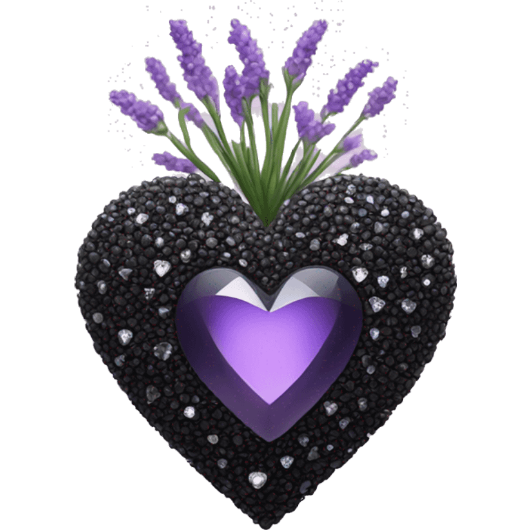 Black heart with lavender diamonds emoji