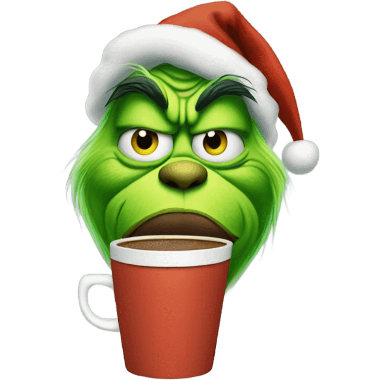 Grinch with coffee emoji