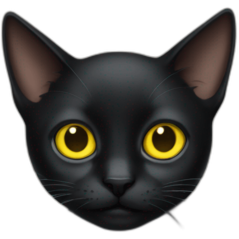 a black cat with yellow big eye emoji