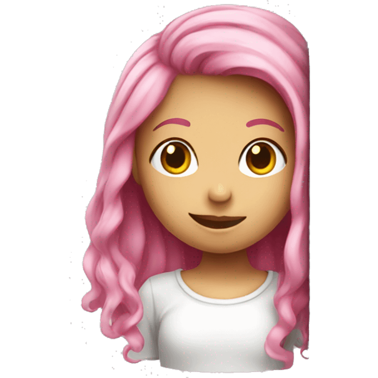 girl with pink hair hanging on a pole emoji