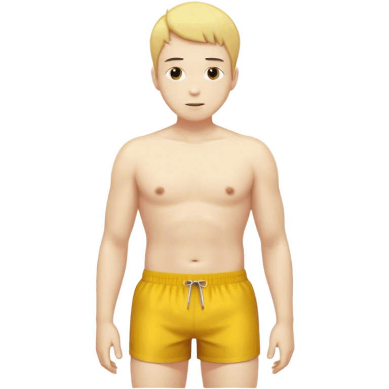 Man in swimming shorts  white skin dark yellow short big body emoji