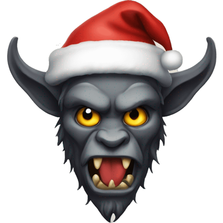 Krampus wearing a Santa hat emoji