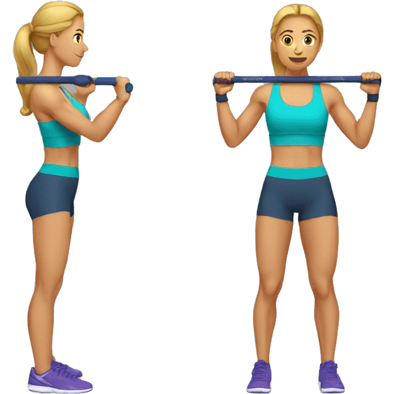 woman using resistance band for bicep curls emoji