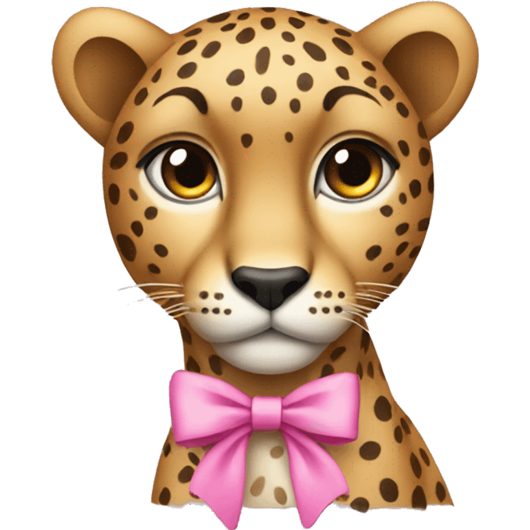 cheetah wearing a pink bow emoji