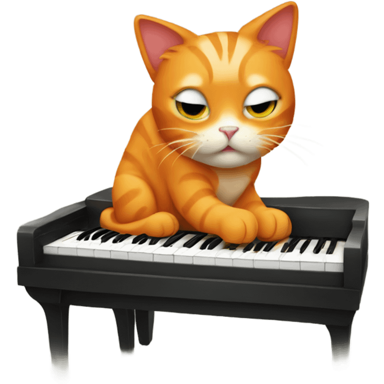 Orange cat playing piano emoji