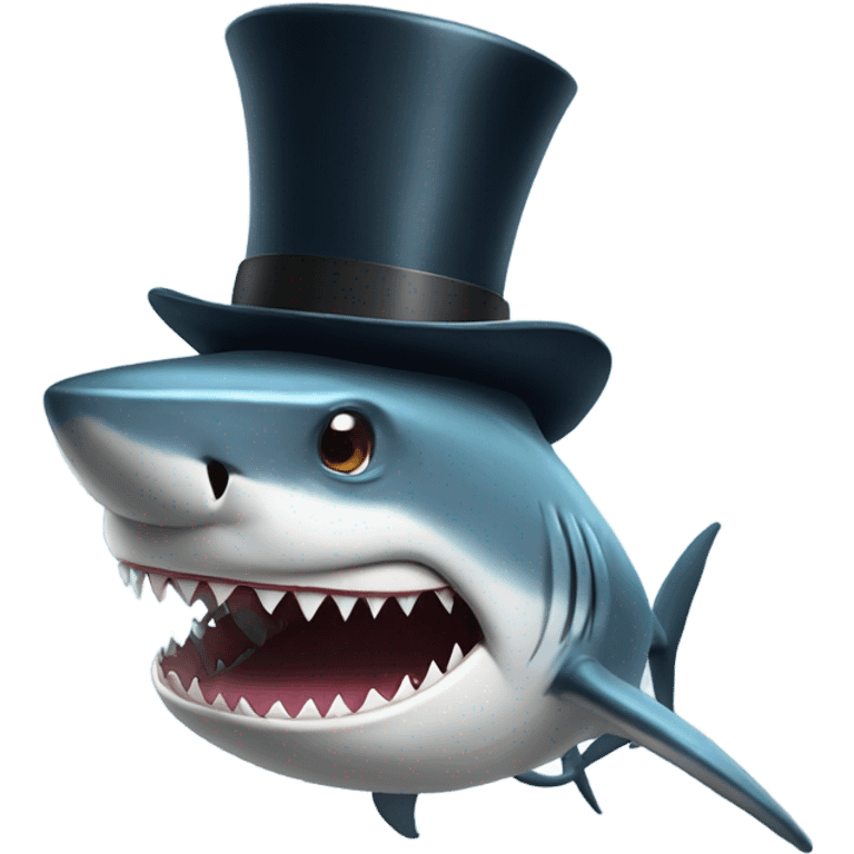 Shark with a top hat emoji