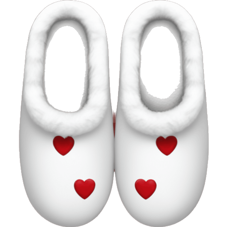 fur white slippers with red hearts emoji