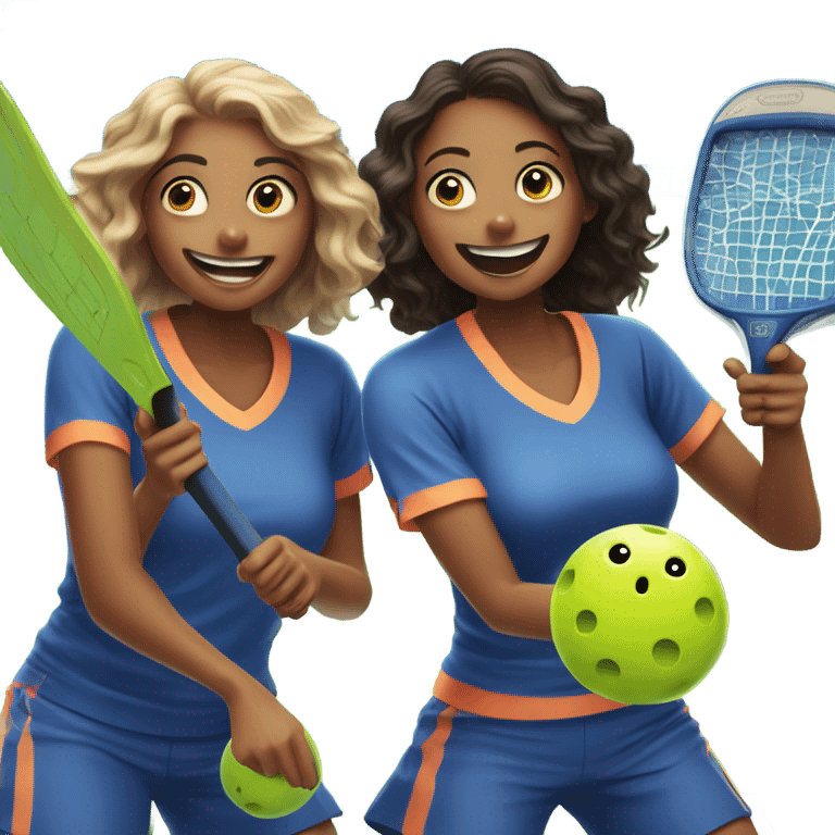 Four girls playing pickleball emoji