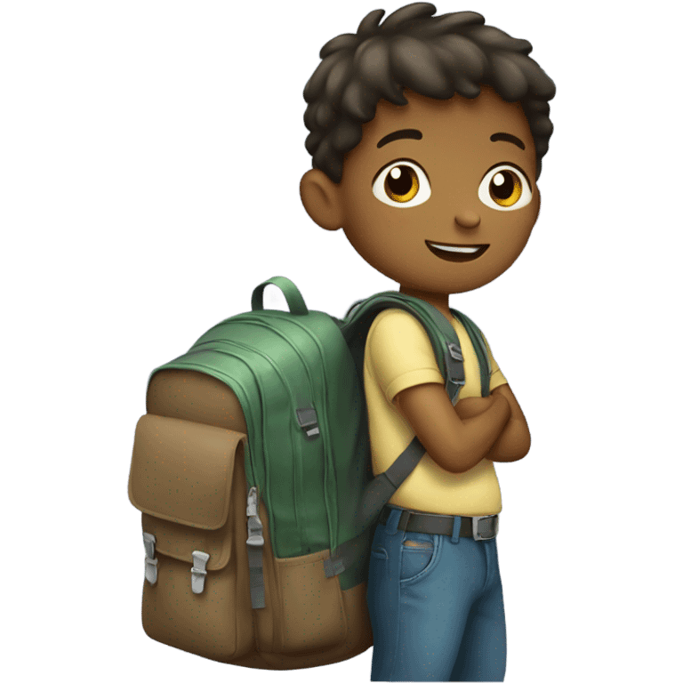 Little boy holding small backpack  emoji