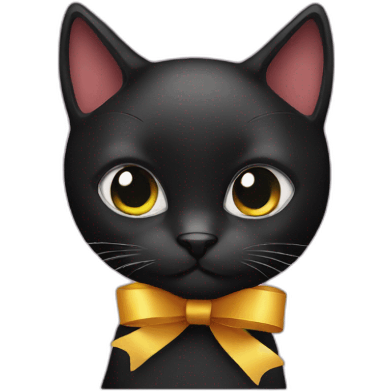 black cat with ribbon emoji