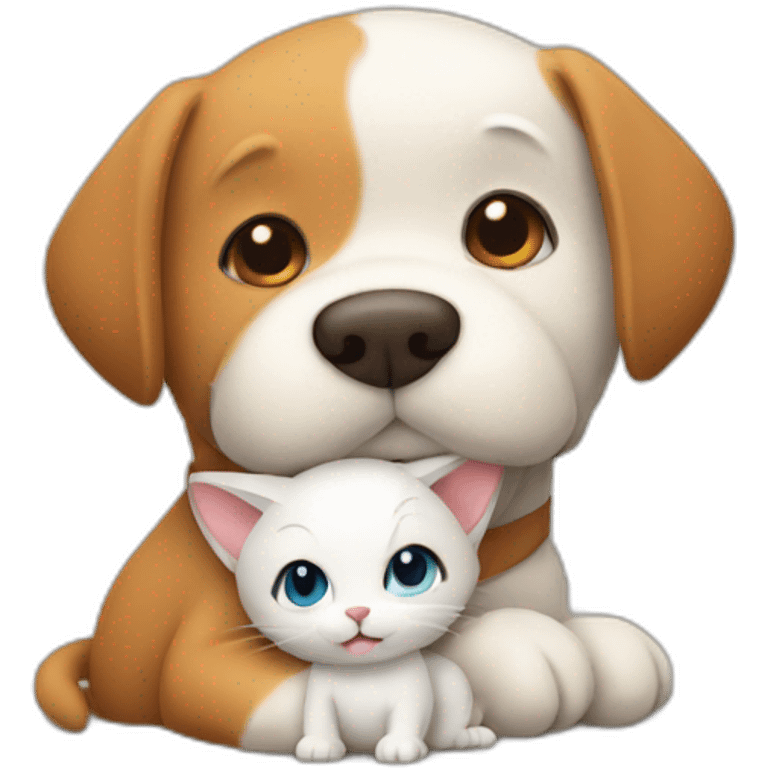 Dog and cat hugging emoji