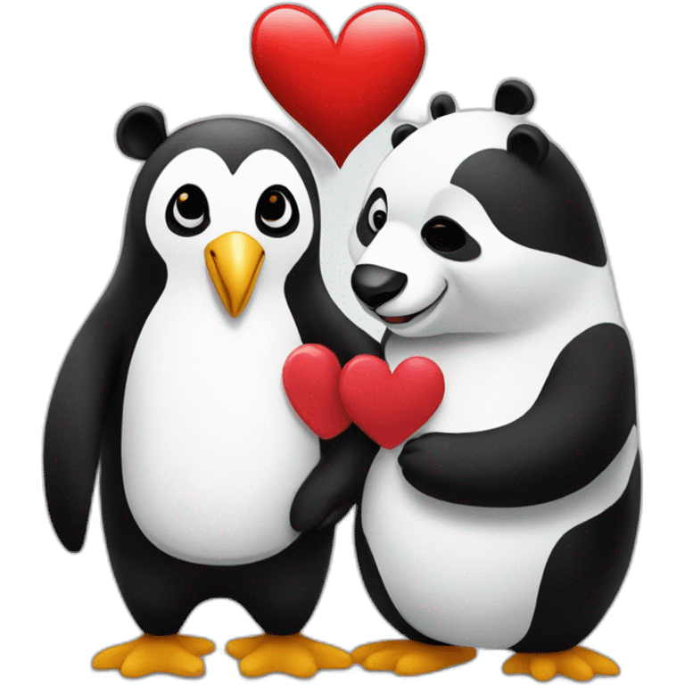 piguin-holding-hands-panda-heart emoji