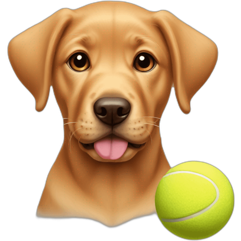 Puppy Red labrador with a tennis ball on his mouth emoji