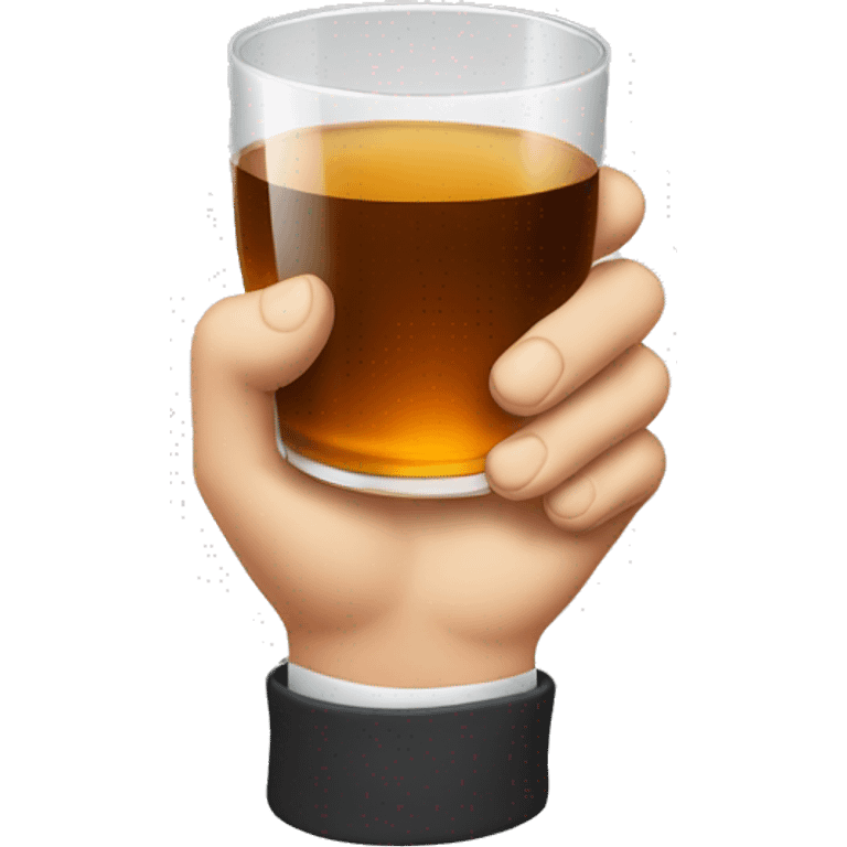 white hand holding tumbler glass of whiskey emoji