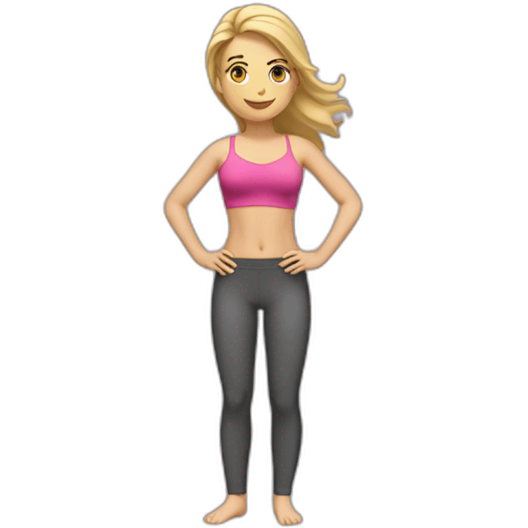 fit Caucasian woman bra  (hands-in-hair pose) (full body) emoji