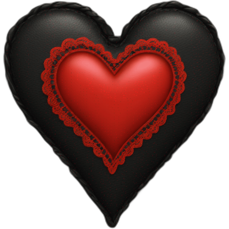 Black leather heart with red lace border emoji