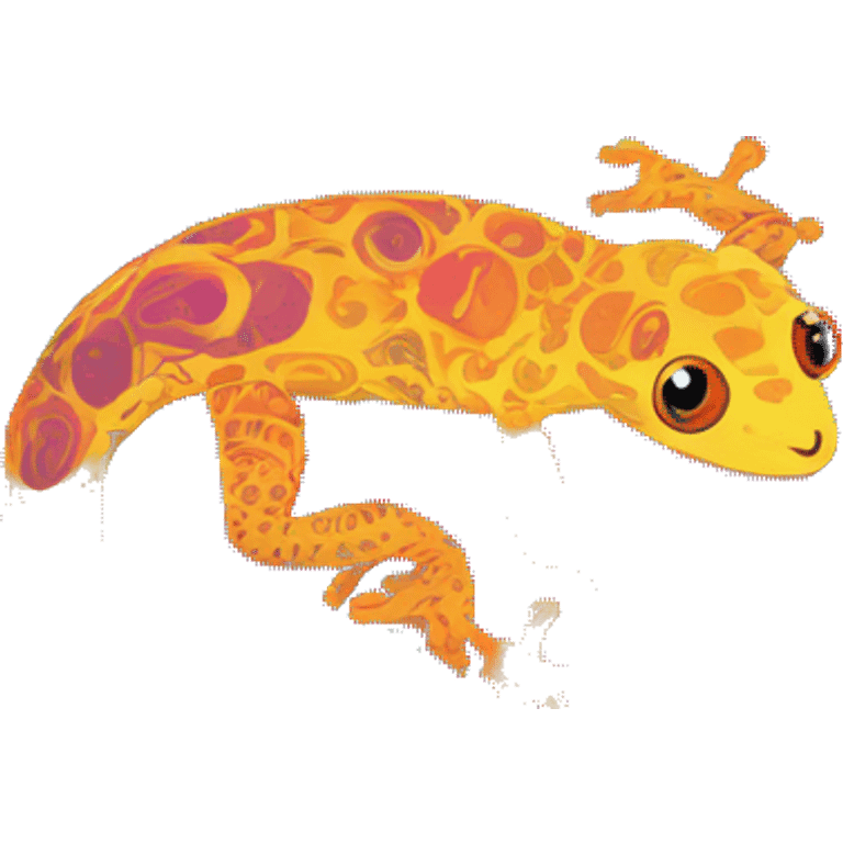 Abstract quirky funky made of different shapes gecko and squiggles linocut multicoloured illustrations  emoji