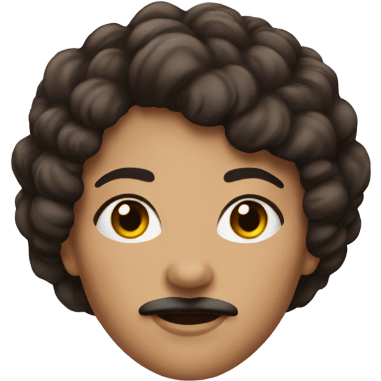 Brunette woman with bushy moustache. Short hair to the jaw emoji