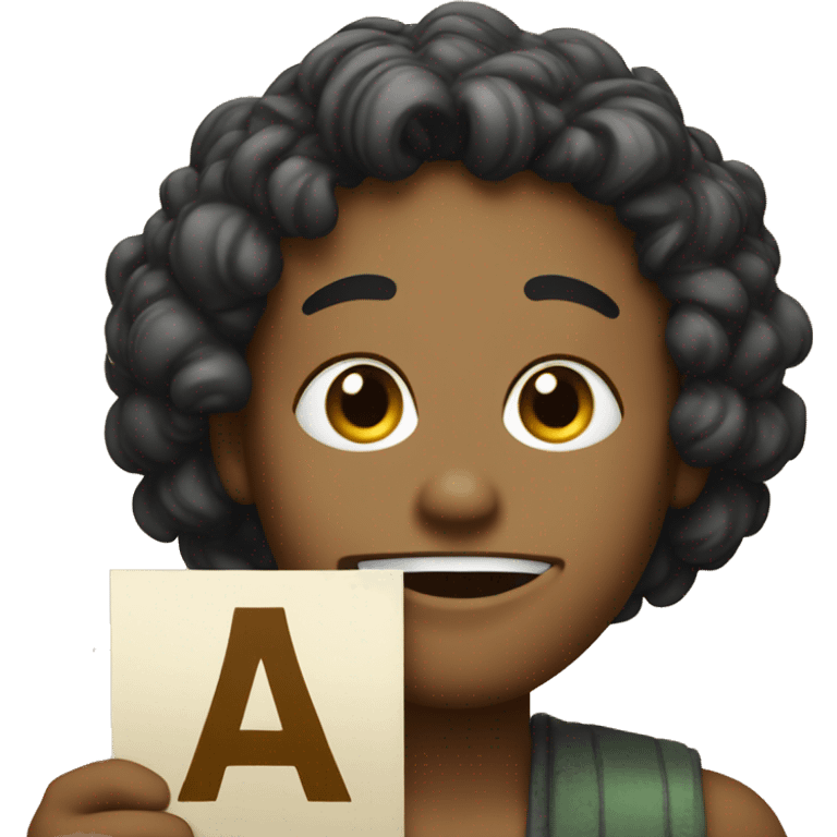 an emojie face holding up a sign that says "Ja ja" emoji