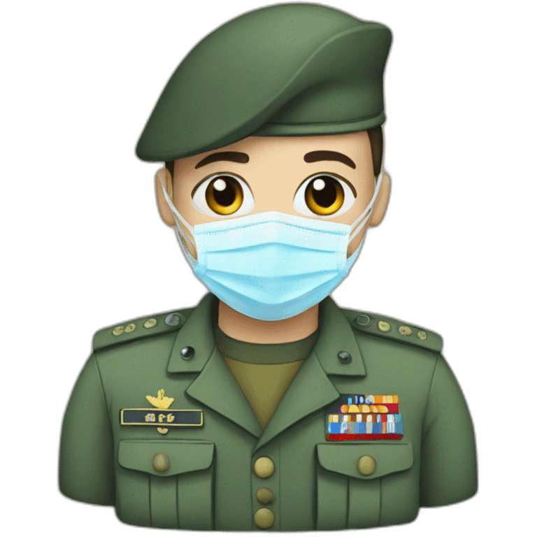 a military Headshot in a Medical masks emoji