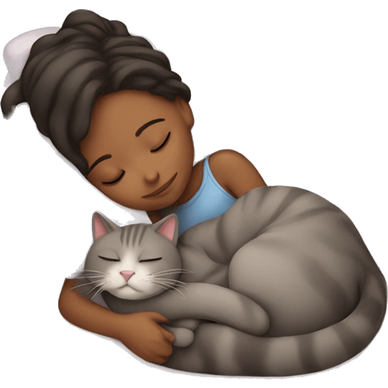 Girl sleeping with cat  emoji