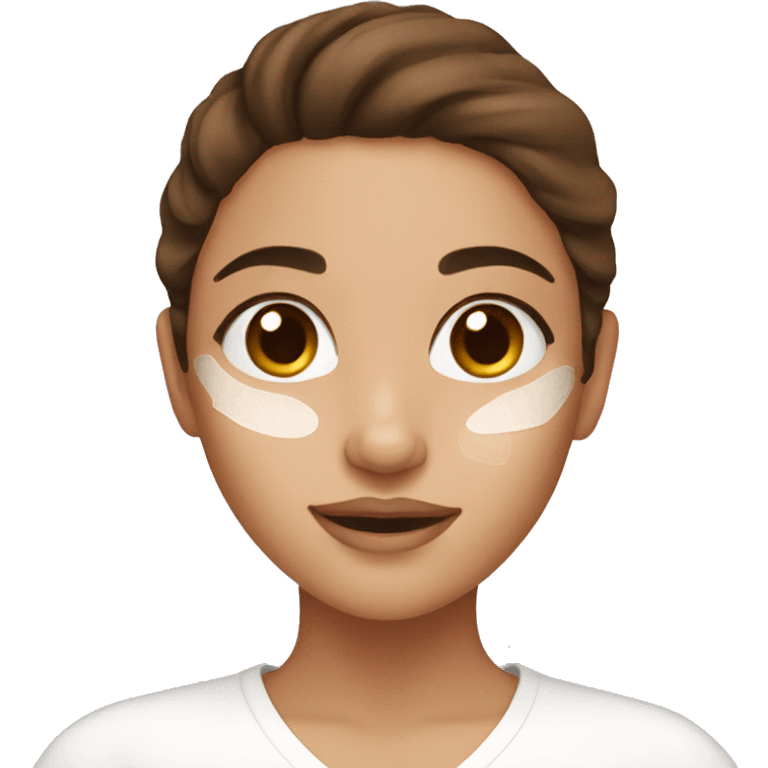 girl with brown hair doing skincare emoji