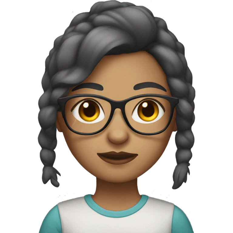 girl with wolf cut and glasses and light skin emoji