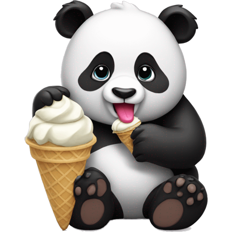 Panda eating ice cream emoji