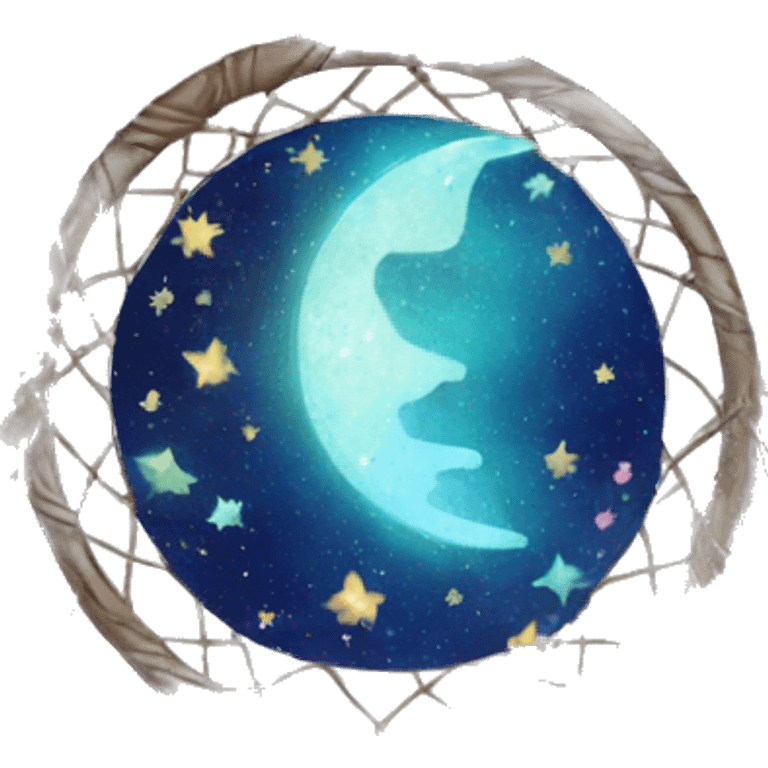 Sparkly moon-and-stars galaxy dreamcatcher emoji